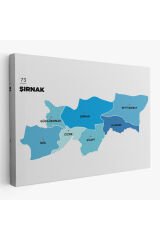 Şırnak İli ve İlçeler Haritası Dekoratif Kanvas Tablo 1462