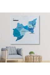 Tekirdağ İli ve İlçeler Haritası Dekoratif Kanvas Tablo 1465