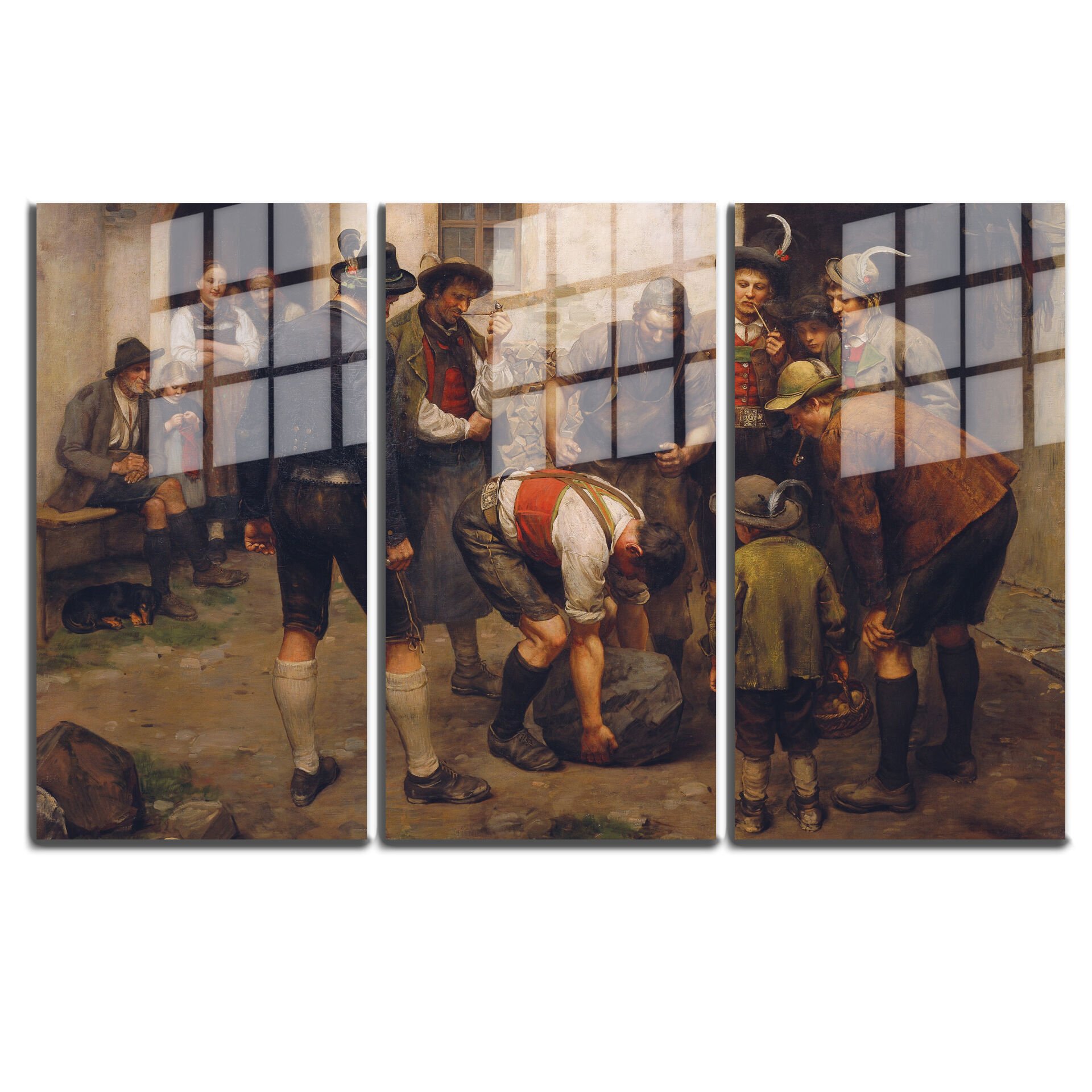 Ünlü Ressamlar ve Yapıtları Modern Yaşam Alanları İçin 3'lü Dikey Cam Tablo 884