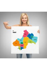 Tokat İli ve İlçeler Haritası Dekoratif Kanvas Tablo 1466