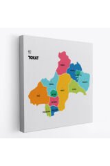 Tokat İli ve İlçeler Haritası Dekoratif Kanvas Tablo 1466