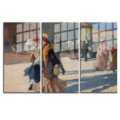 Ünlü Ressamlar ve Yapıtları Modern Yaşam Alanları İçin 3'lü Dikey Cam Tablo 886