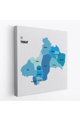 Tokat İli ve İlçeler Haritası Dekoratif Kanvas Tablo 1468