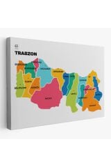 Trabzon İli ve İlçeler Haritası Dekoratif Kanvas Tablo 1469