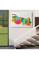 Trabzon İli ve İlçeler Haritası Dekoratif Kanvas Tablo 1469
