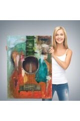 Gitar Temalı Yağlıboya Görünüm Dekoratif Kanvas Duvar Tablosu, Sanat Evi Kanvas Tablo-4976