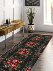 Vintage Desenli Halı, Pamuk Dokuma Pamuklu Taban Dekoratif Halı Kilim 15 - 60 x 100